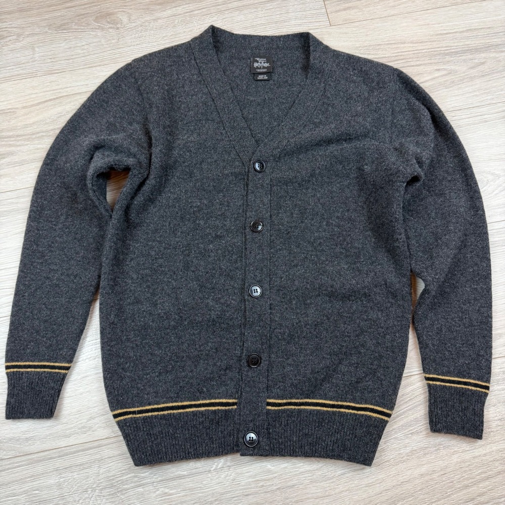 Wizarding World Harry Potter Lambswool Cardigan‎ Sweater Dark Gray Scotland Sz S